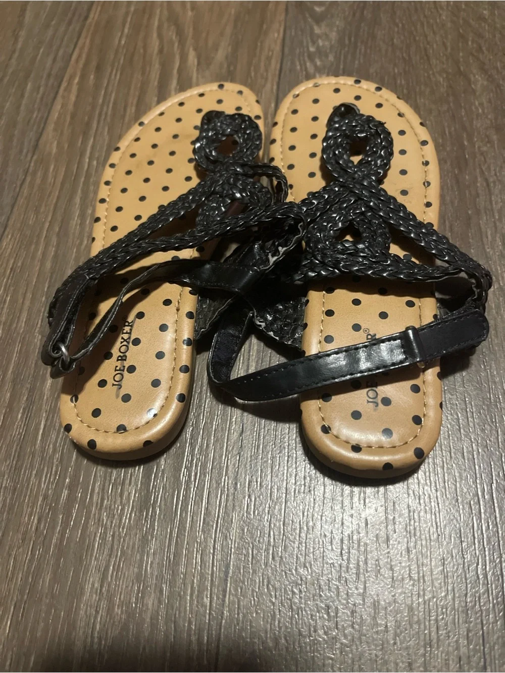 Joe Boxer Black Braided Strap Girls Sandals